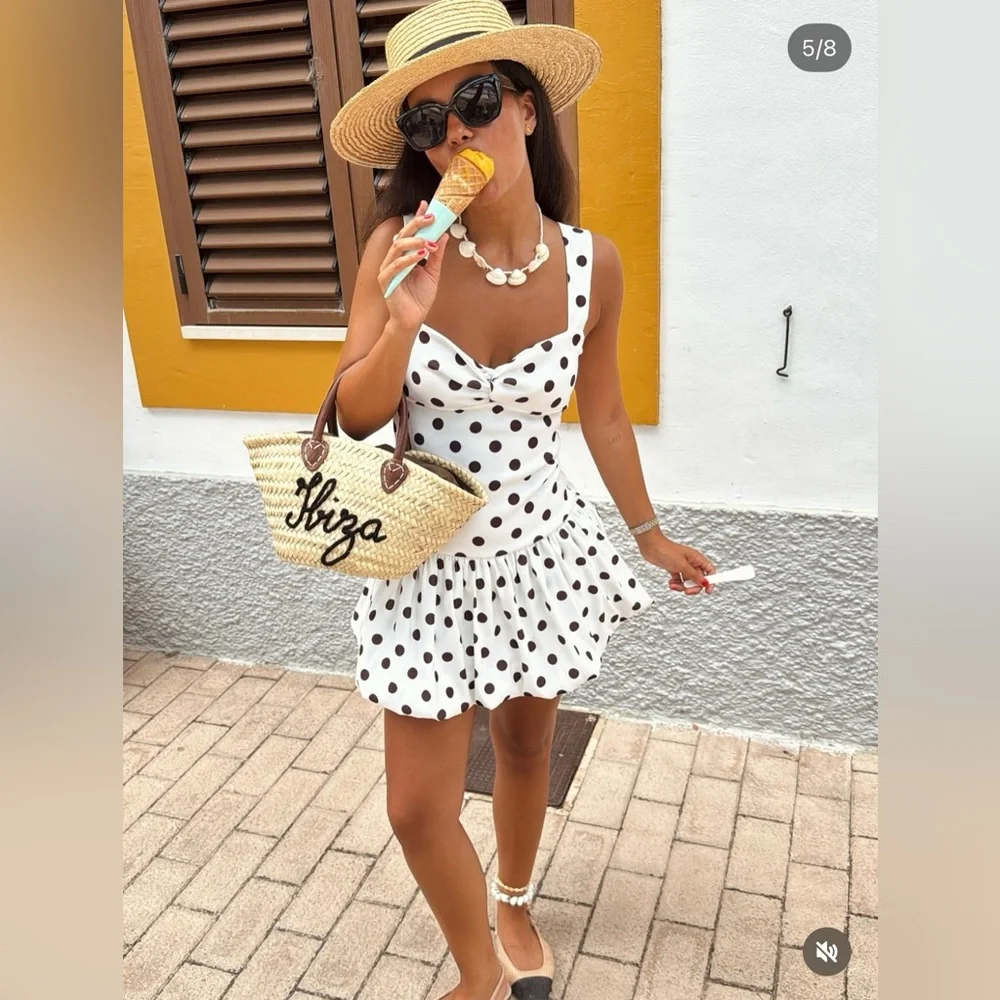 Zara Polka Dot Mini Dress - Picture 2 of 16